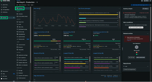 screenshot New Relic