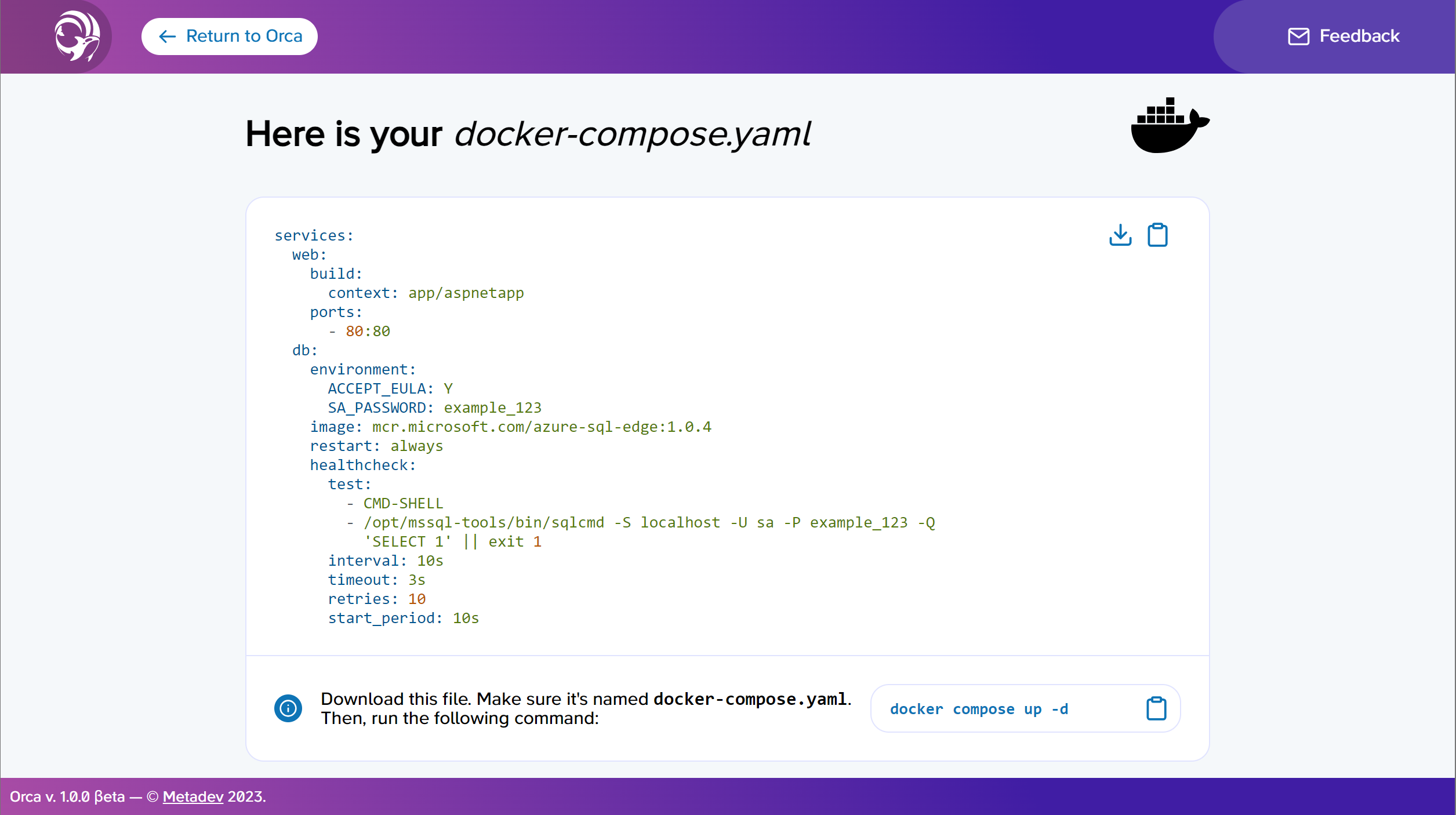 Orca Export to Docker Compose format